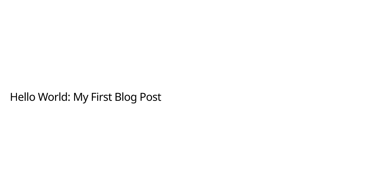 Hello World: My First Blog Post | Sachindu Jayasinghe - portfolio